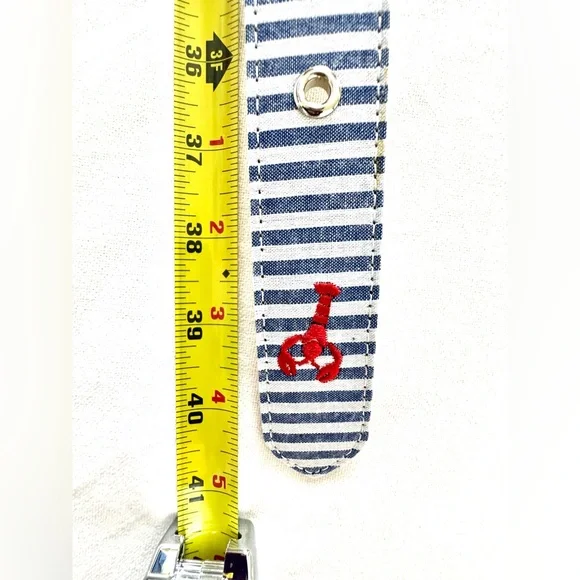 🦞 Brand New 42” Talbots Striped Nautical Belt with Red Lobster Embroidery NWT ⚓️ - Picture 6 of 9